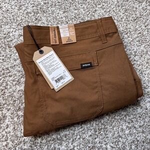 PrAna Stretch Zion Slim Pant II 40x30 Brown Tapered Leg Cargo Casual Performance